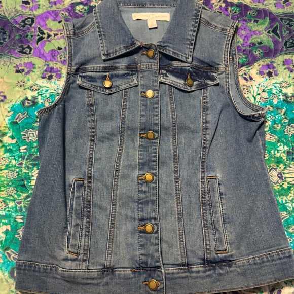 Denim Jean Vest Button Down Size Small by Denim - Picture 3 of 12